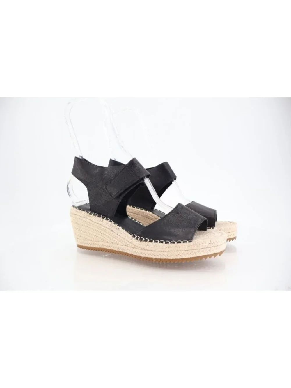 Eileen Fisher Women's Weslia Sandal Size 9.5 Espadrille Slingback Leather Black